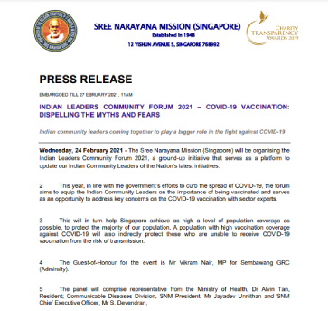 Indian Leaders Community Forum 2021 – Covid-19 vaccination: Dispelling the myths and fears